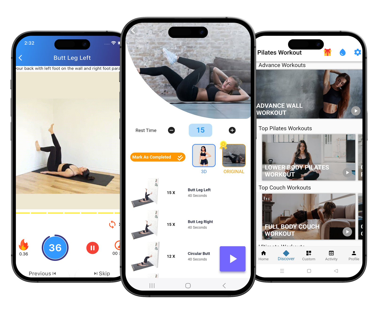 wall pilates mobile app display on mobile screen